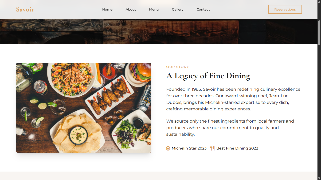 Restaurant webpage